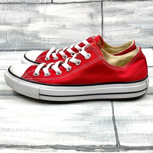 Converse Chuck Taylor All Star Lo Sneakers Red Lace Up Low Top Canvas Skate Shoe - Picture 5 of 16